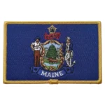 Maine Flag Embroidered Golden Border Patch