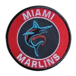 Miami Marlins Fish Round Red Logo Embroidery Iron-on Patch