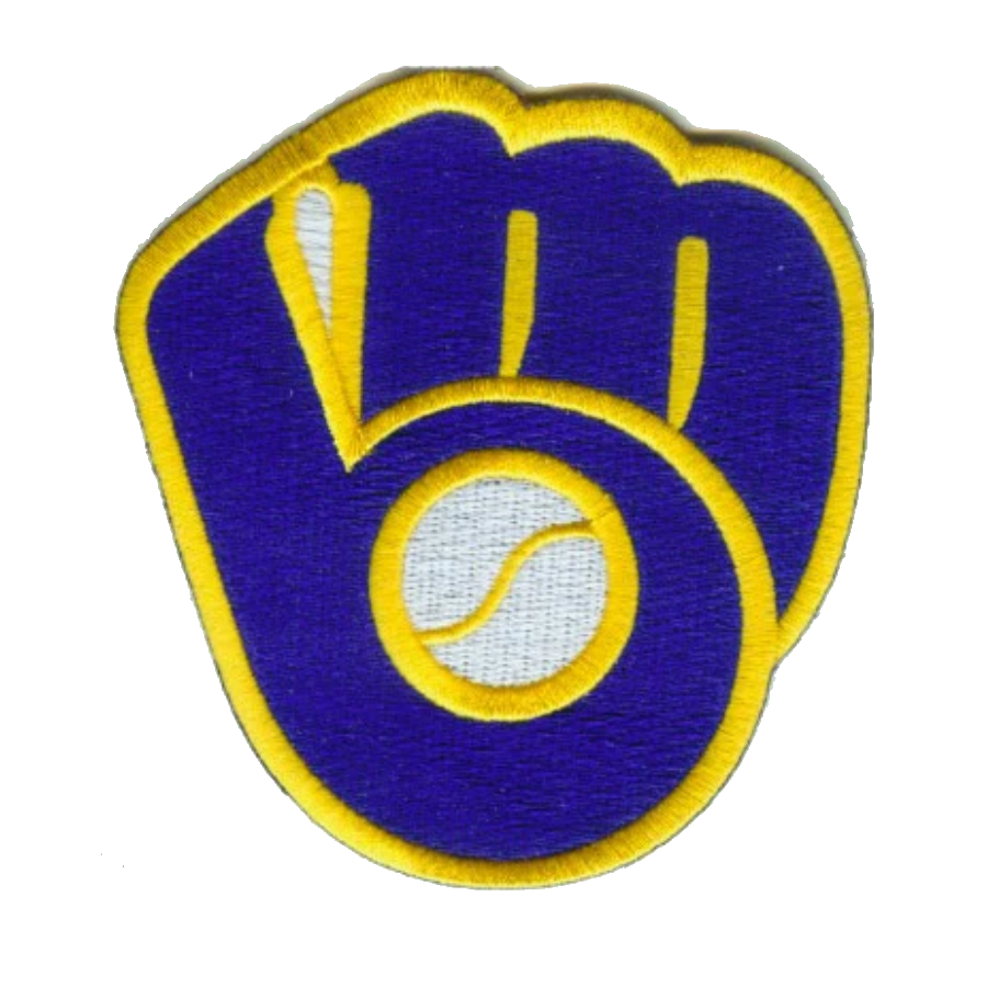 Milwaukee Brewers Glove Yellow/Blue Embroidery Iron-on Patch
