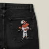 Shirt baltimore orioles mascot white denim jeans patch