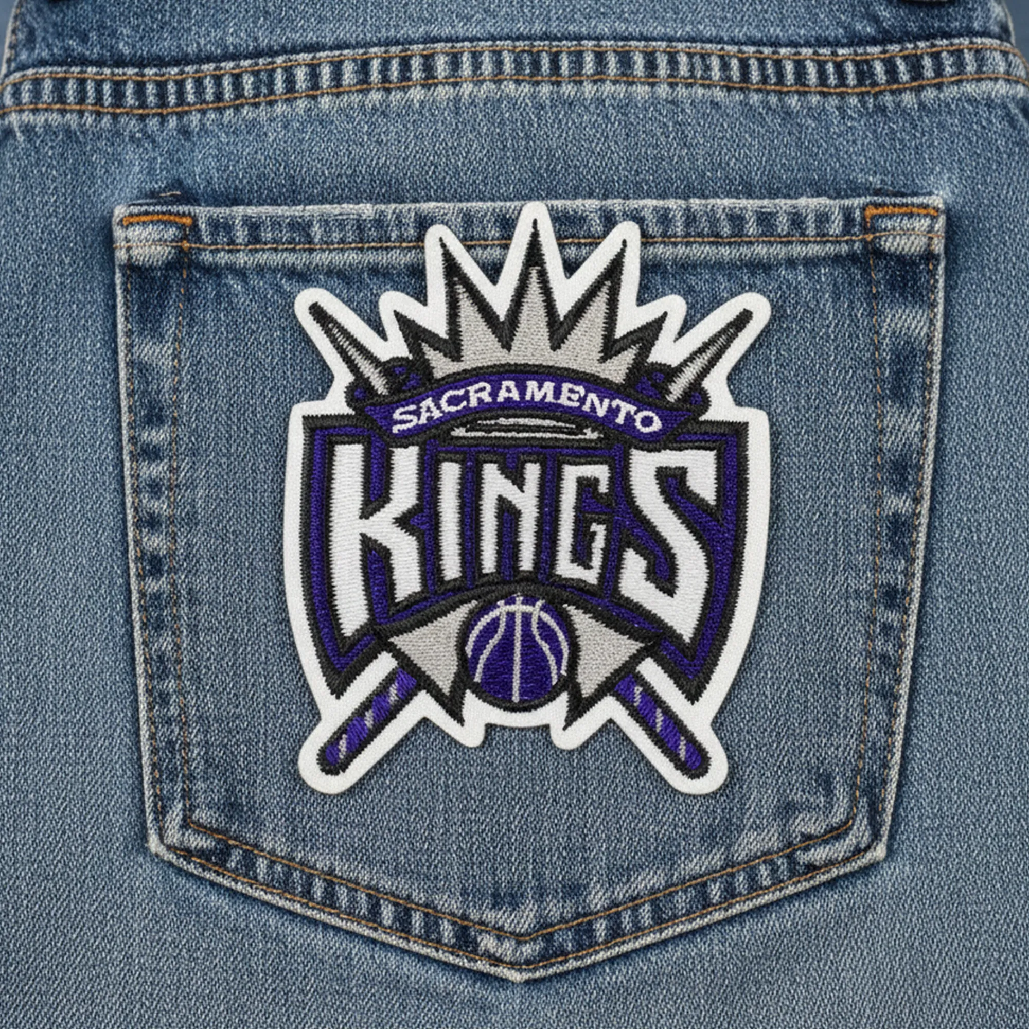 Sacramento kings primary team logo denim jeans patch