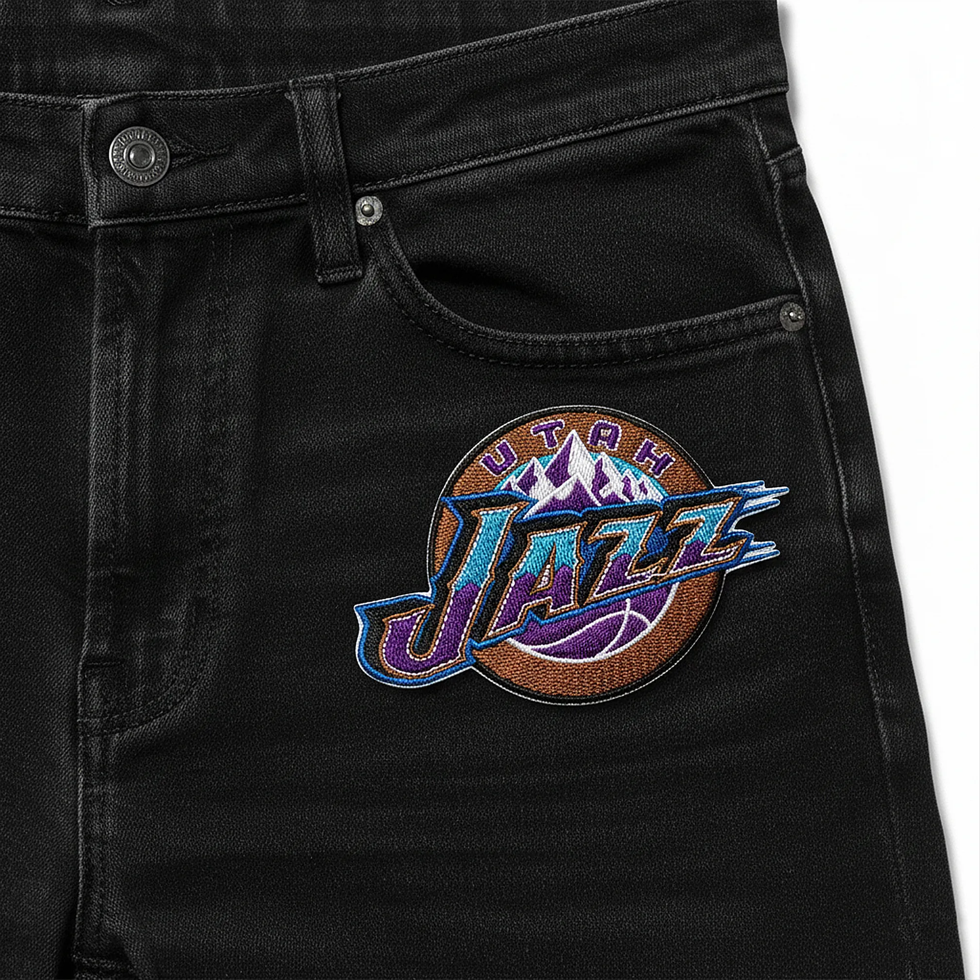 Utah jazz logo retro denim jeans patch