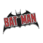 Batman Classic Red Text Logo Embroidered Patch