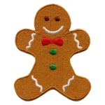Gingerbread Man Smiling Embroidered Iron-On Patch