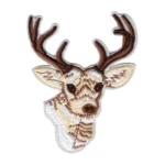 Deer Head Cream/Brown Embroidered Patch