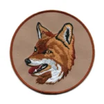 Fox Head Brown Round Embroidered Patch