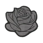 Dark Silver Rose Flower Embroidered Patch