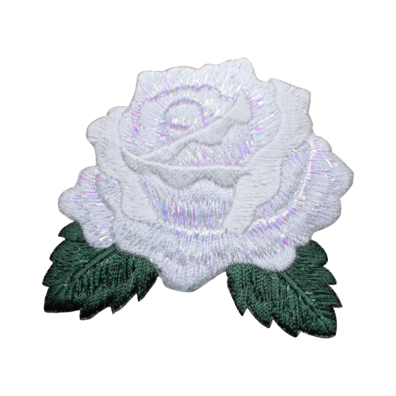 White Rose Embroidered Patch