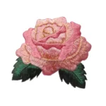 Pink Rose Blooming Flower Embroidered Patch