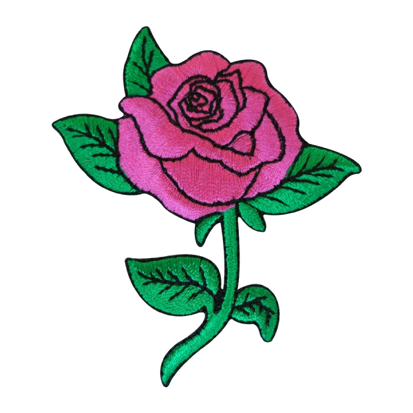Pink Rose Embroidered Patch