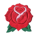 Red Rose Blooming Embroidered Patch