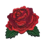 Red Rose Floral Flower Embroidered Patch