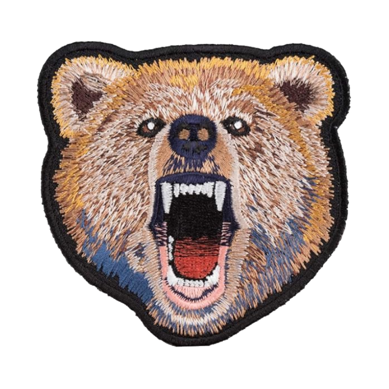 Roaring Grizzly Bear Embroidered Patch