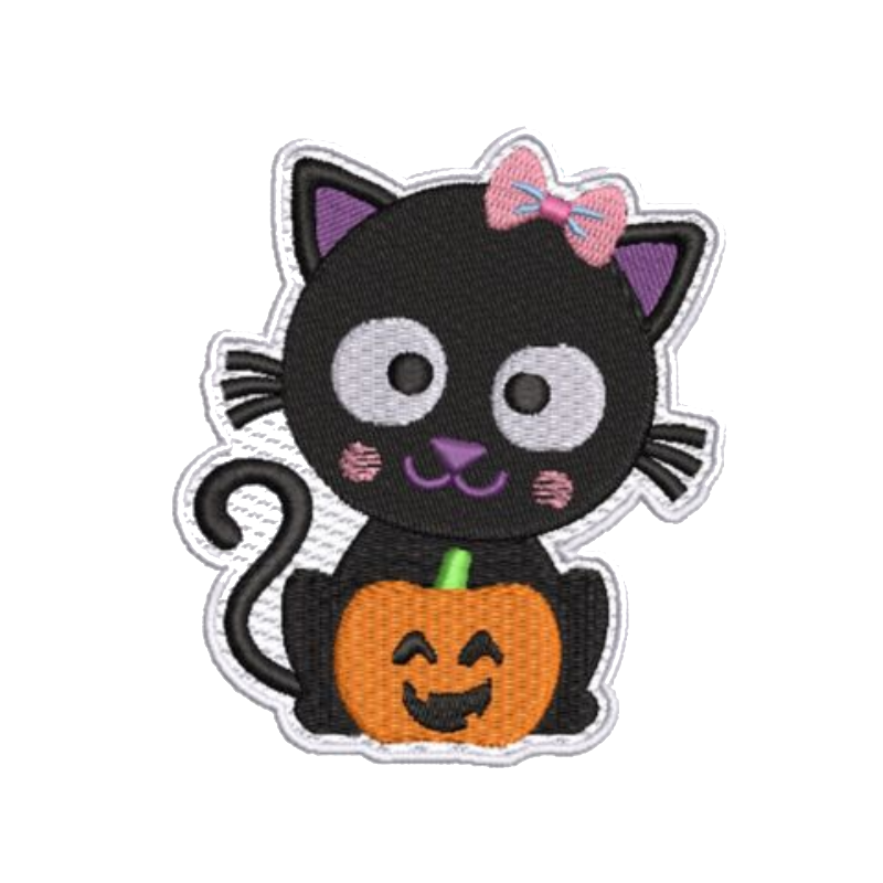 Spooky Halloween Black Cat Patch