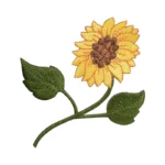 Sunflower Stem Embroidered Rustic Floral Patch