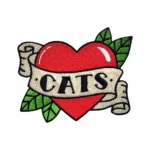 Vintage Tattoo Style CATS Heart Patch