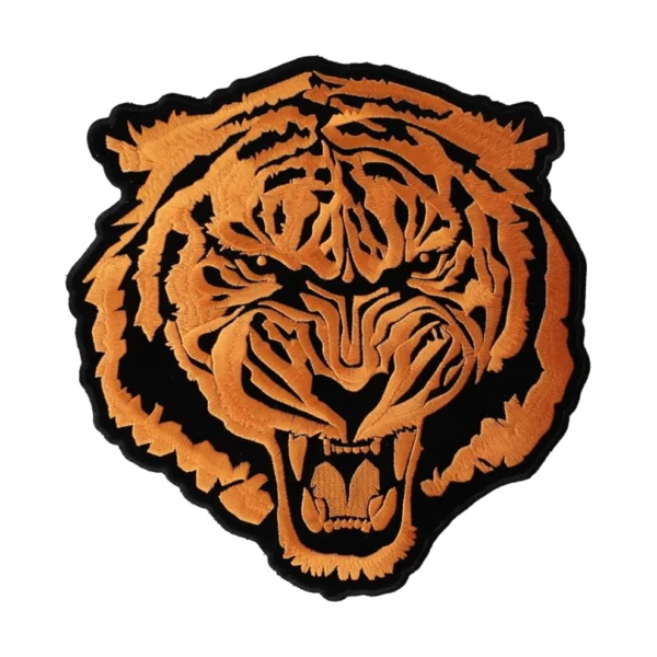 Tiger head orange black embroidery patch