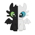 Toothless and Light Fury Split Embroidery Patch