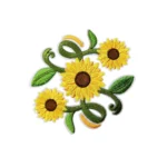 Triple Sunflower Vine Embroidered Patch