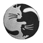 Cat Yin Yang Black/White Embroidered Patch