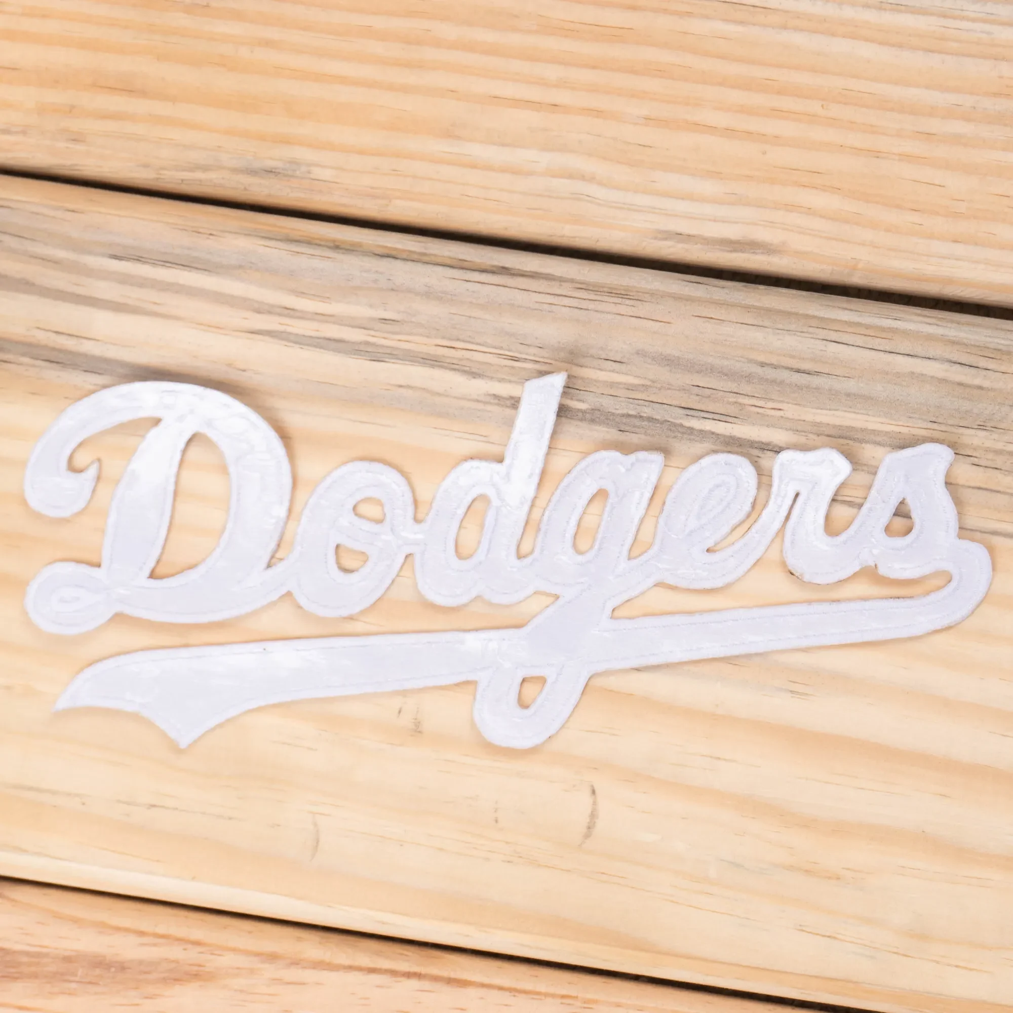 LA Dodgers White Script Iron-On Patch