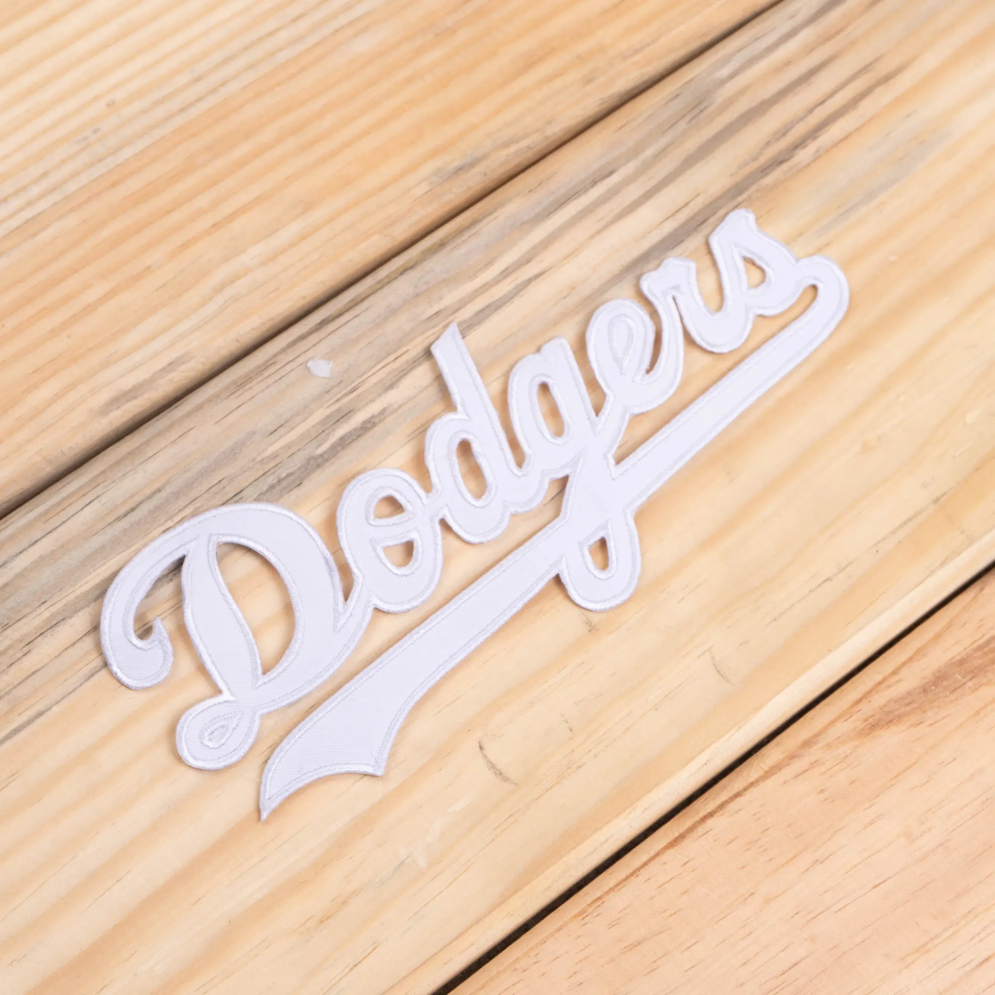 LA Dodgers White Script Logo Patch