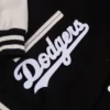 White Dodgers Script Patch on Black Jacket Patch