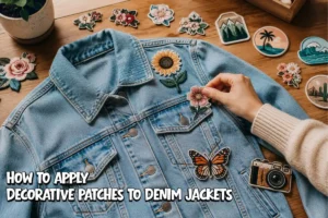 How to apply decorative patches to denim jackets